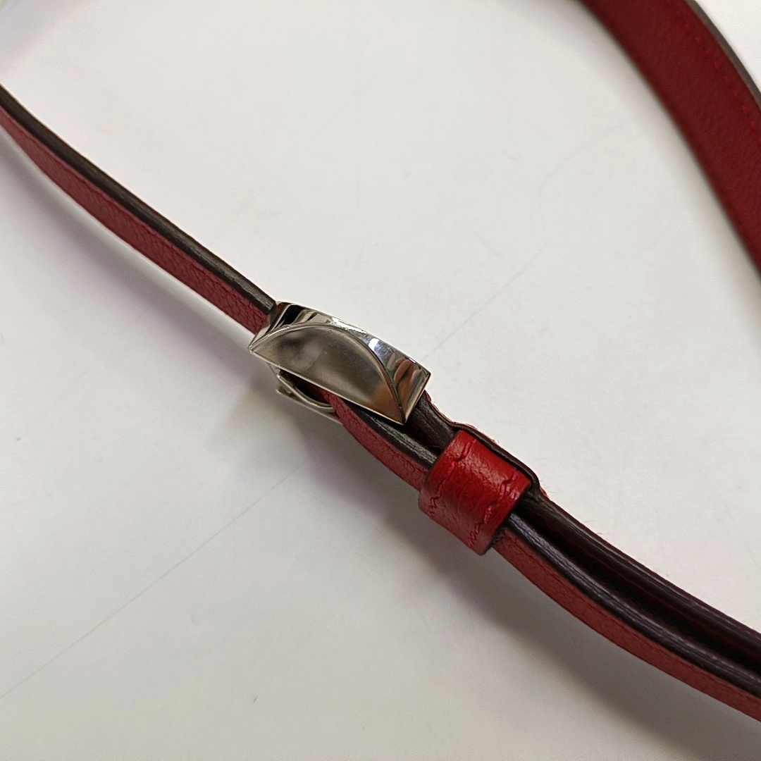 HERMÈS 2002 26 Red Evercolor Calfskin Crossbody Shoulder Bag with Silver Hardware, C-(SKU)-951512594