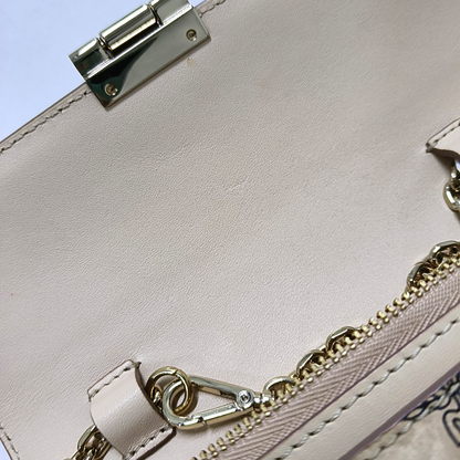 MCM MILLIE  Khaki coated canvas monogram laurel buckle shoulder bag/crossbody bag Golden hardware Removable shoulder strap-(SKU)-942977420