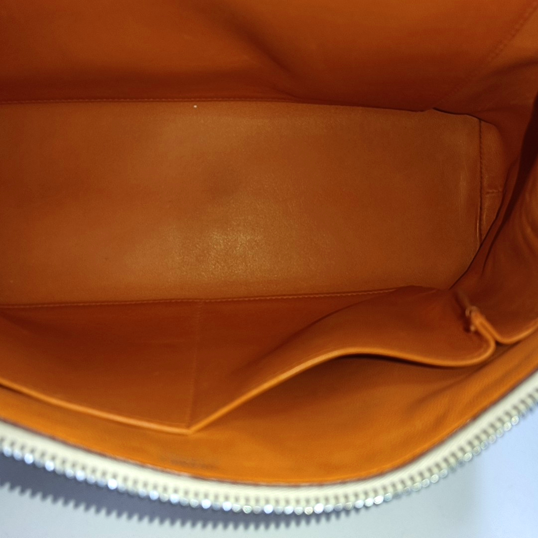 HERMÈS Yeoh Orange Pink Buffalo Leather Single Shoulder Bag Silver Hardware 🄶 Sub Pockets-(SKU)-951814551