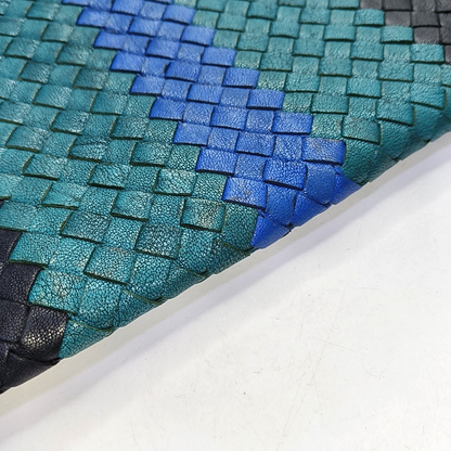 BOTTEGA VENETA Contrast Color Leather Woven Clutch Ruthenium color hardware-(SKU)-958209922
