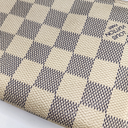 LOUIS VUITTON White Coated Canvas Checkered Wallet Golden hardware-(SKU)-956774452