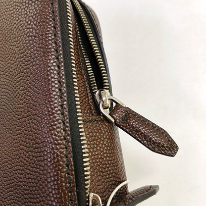 FERRAGAMO Dark Brown Leather Handbag Silver Hardware-(SKU)-940619981