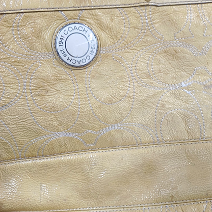 COACH Tote bag Yellow cowhide single shoulder bag Golden hardware-(SKU)-12975729