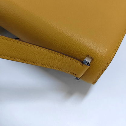 HERMÈS 2002 20 Amber Yellow Evercolor Calfskin Crossbody Shoulder Bag with Silver Hardware, C-(SKU)-957461966
