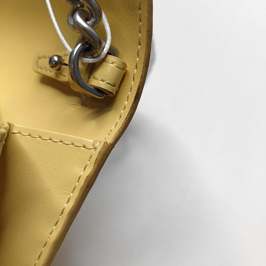 PINKO Love Evolution Small size Yellow Leather Stud Crossbody Single Shoulder Bag Clutch Golden Silver Hardware Removable shoulder strap-(SKU)-944690320
