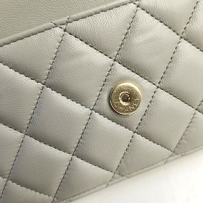 CHANEL WOC Grey Lamb Skin Quilted Crossbody Bag Single Shoulder Bag Golden Hardware-(SKU)-950142341