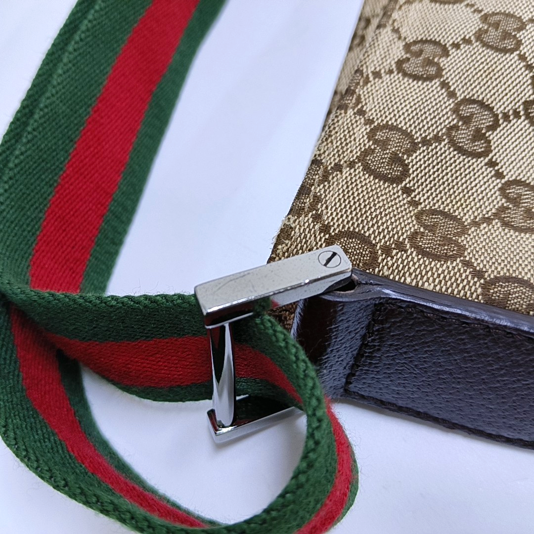 GUCCI GG Imprime Khaki Canvas Monogram Crossbody Shoulder Bag Silver Hardware-(SKU)-958715963