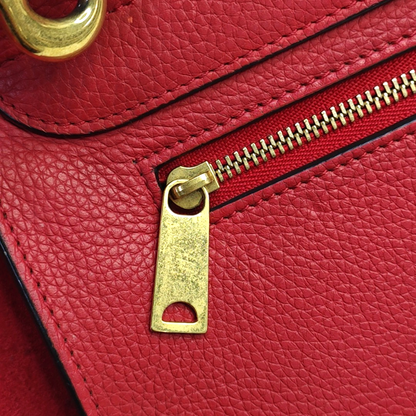 CELINE TRAPEZE Small size Red Leather Swing Bag Single Shoulder Bag Handbag Crossbody Golden hardware Removable shoulder strap-(SKU)-947188995