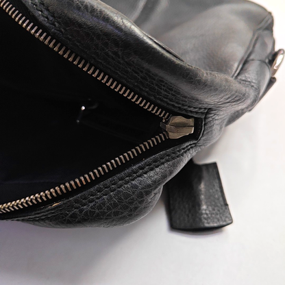YSL MUSE Black Cowhide Quilted Rivets Tote Bag Silver Hardware-(SKU)-946633480