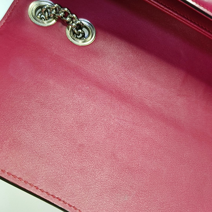 GUCCI Interlocking G Large size Fuchsia Leather Shoulder Tote Crossbody Bag Silver Hardware-(SKU)-953004708