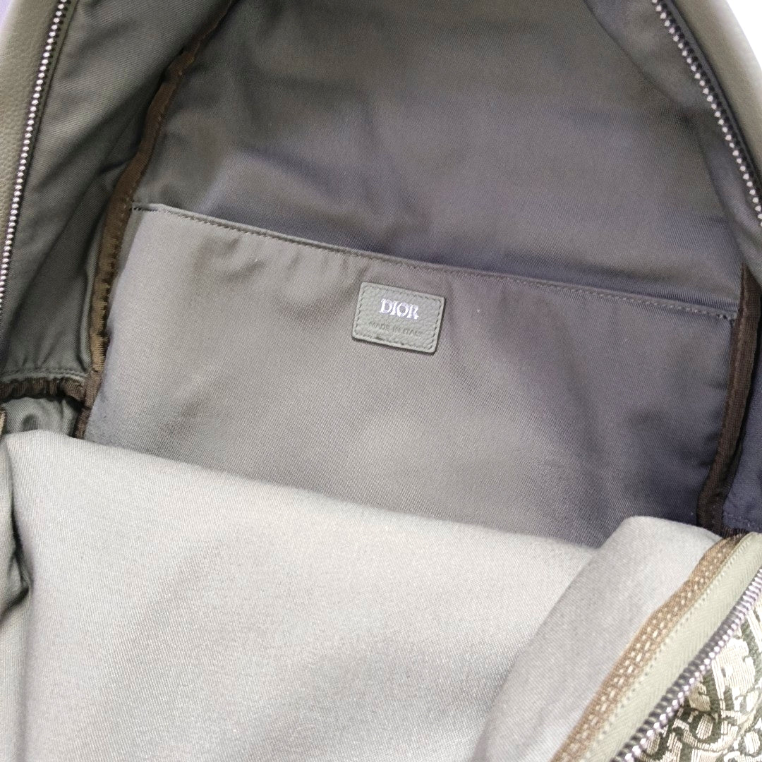 DIOR Rider Beige Canvas Monogram Jacquard Backpack with Silver Hardware-(SKU)-971045126