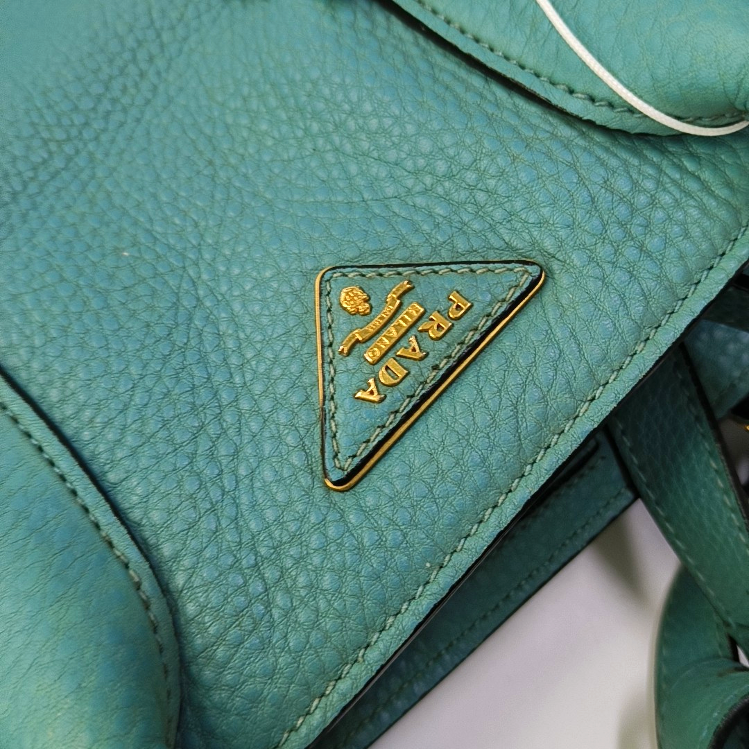 PRADA Twin Blue Cowhide Logo Single Shoulder Bag Handbag Crossbody Bag Ruthenium color hardware Removable shoulder strap-(SKU)-956216125