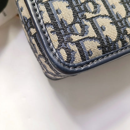 DIOR Dioraddict Blue Canvas Monogram Single Shoulder Bag and Crossbody with Gold Hardware-(SKU)-966513977