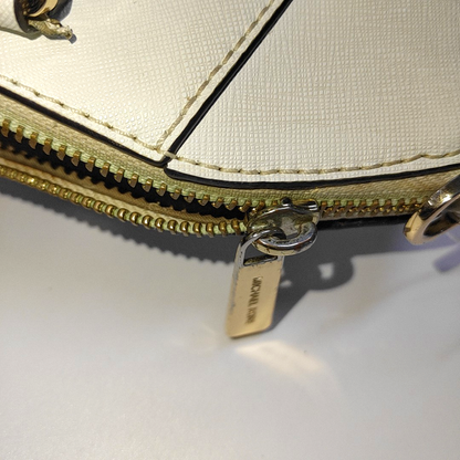 MICHAEL KORS Tote bag White Leather Patchwork Inset Crossbody Single Shoulder Bag Handbag Golden hardware Removable shoulder strap-(SKU)-932783856