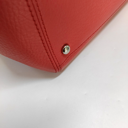 CHANEL CERF Red Textured Leather Tote Bag with Silver Hardware, 19 Compartments-(SKU)-958682844