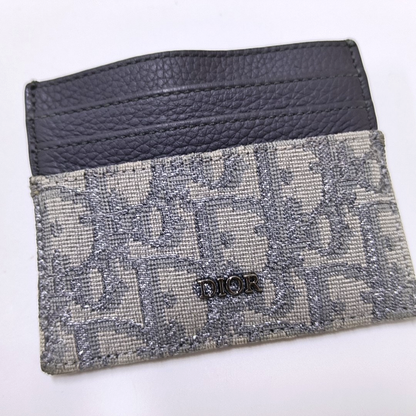 DIOR Grey Canvas Monogrammed Jacquard Card Case Ruthenium color hardware Complete Accessories-(SKU)-956051900
