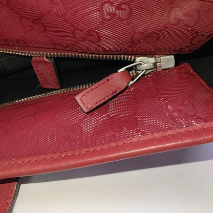 GUCCI GG Imprime Red Coated Canvas Monogrammed Single Shoulder Bag Silver Hardware-(SKU)-14506915