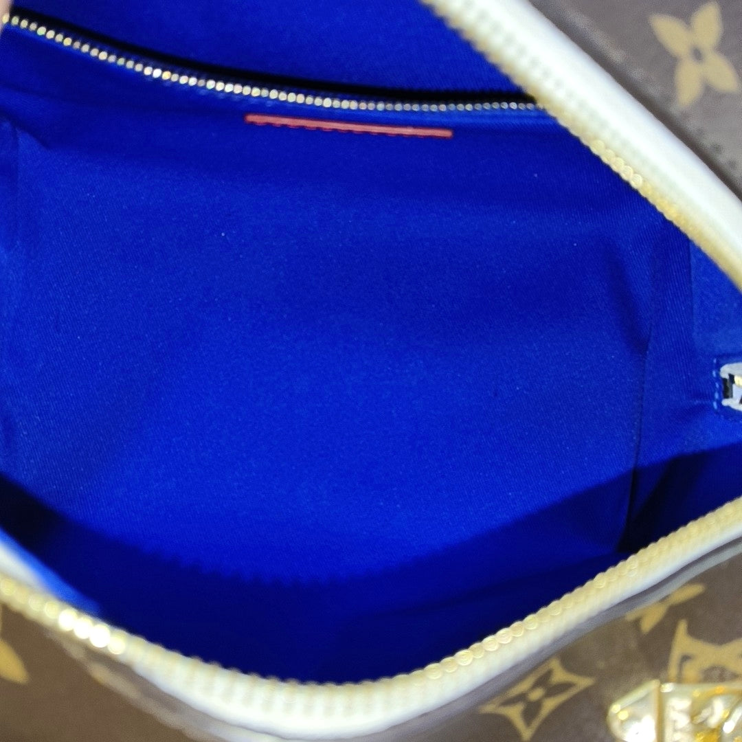 LOUIS VUITTON CLOAKROOM DOPP KIT Brown Coated Canvas Monogram Travel Bag Golden Hardware-(SKU)-968510986