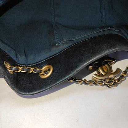 CHANEL DRAWSTRING Deep Blue Lamb Leather Quilted Shoulder Bag with Removable Strap-(SKU)-939912188