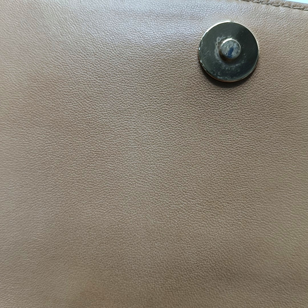 CHANEL CHOCOLATE BAR Khaki Lamb Skin Ice Grain Single Shoulder Bag with Gold Hardware, 8 Clasp-(SKU)-967802267