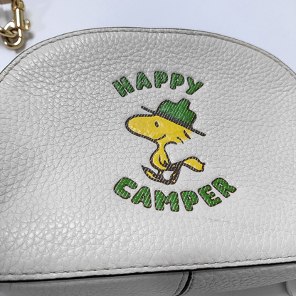 COACH White Leather Printed Single Shoulder Bag Crossbody Golden hardware Removable shoulder strap-(SKU)-933824945