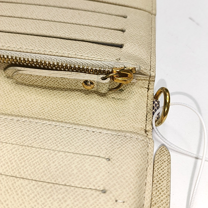 LOUIS VUITTON White Coated Canvas Checkered Wallet Golden hardware-(SKU)-956774452