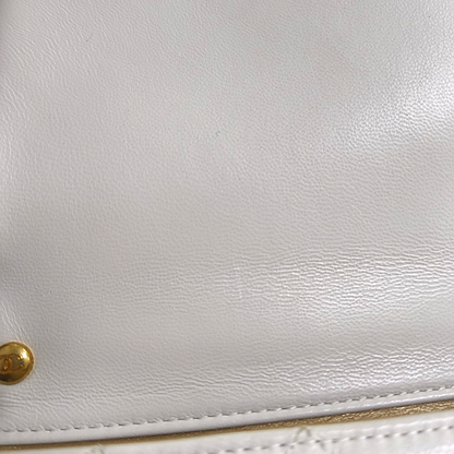 CHANEL CLASSIC FLAP White Lamb Calfskin Quilted Handbag Single Shoulder Bag Gold Hardware 30 Clasp-(SKU)-959631045