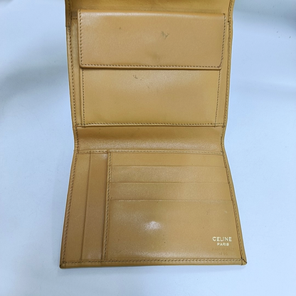 CELINE Dark Brown Coated Canvas Triumph Wallet Golden hardware-(SKU)-960315829