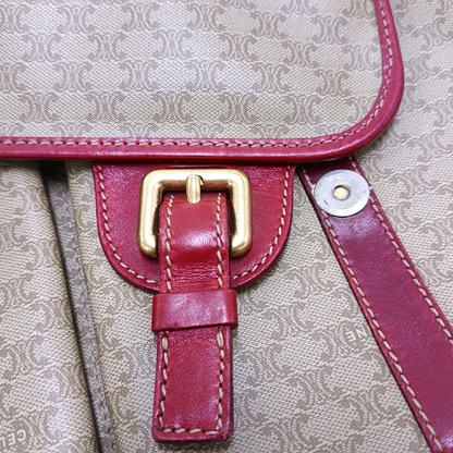 CELINE Khaki Coated Canvas Triumph Monogram Single Shoulder Bag Golden hardware-(SKU)-948124316