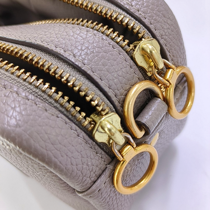 TORY BURCH Perry Grey Leather Embossed Crossbody Bag Single Shoulder Bag Golden hardware Removable shoulder strap-(SKU)-951355825