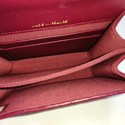 CHANEL KELLY Small Size Burgundy Lamb Leather Quilted Chain Shoulder Bag Handbag Crossbody Bag Gold Hardware-(SKU)-962515826