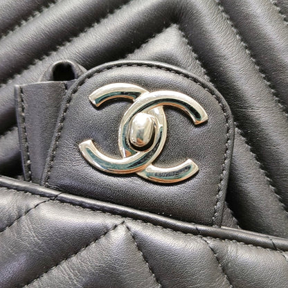 CHANEL URBAN SPIRIT Small Black Calfskin V-Shape Backpack with Silver Hardware, 22 compartments-(SKU)-967953802
