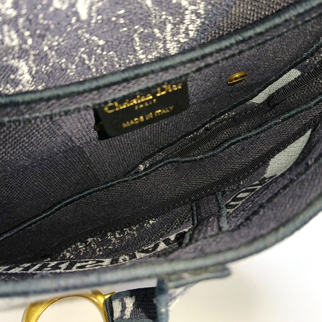 DIOR Saddle Small Size Patchwork Canvas Saddle Bag Single Shoulder Bag with Gold Hardware-(SKU)-971290552