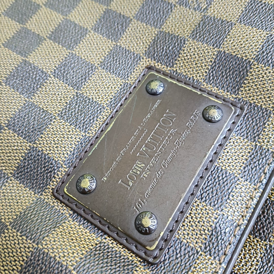 LOUIS VUITTON BROOKLYN Medium size Brown Coated Canvas Checkerboard Crossbody Shoulder Bag Golden hardware-(SKU)-960589506