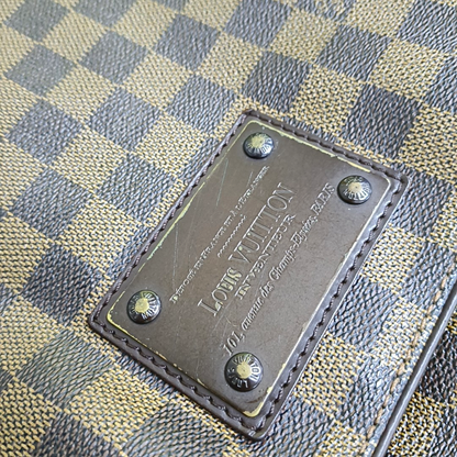 LOUIS VUITTON BROOKLYN Medium size Brown Coated Canvas Checkerboard Crossbody Shoulder Bag Golden hardware-(SKU)-960589506