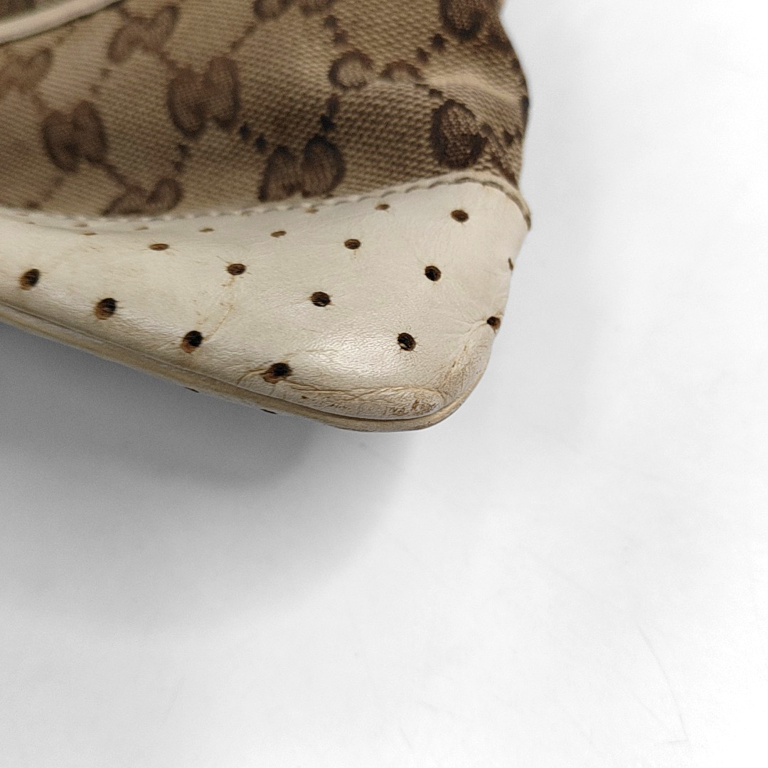 GUCCI Tote bag Khaki canvas old flower floral single shoulder bag crossbody bag Silver Hardware-(SKU)-947994741