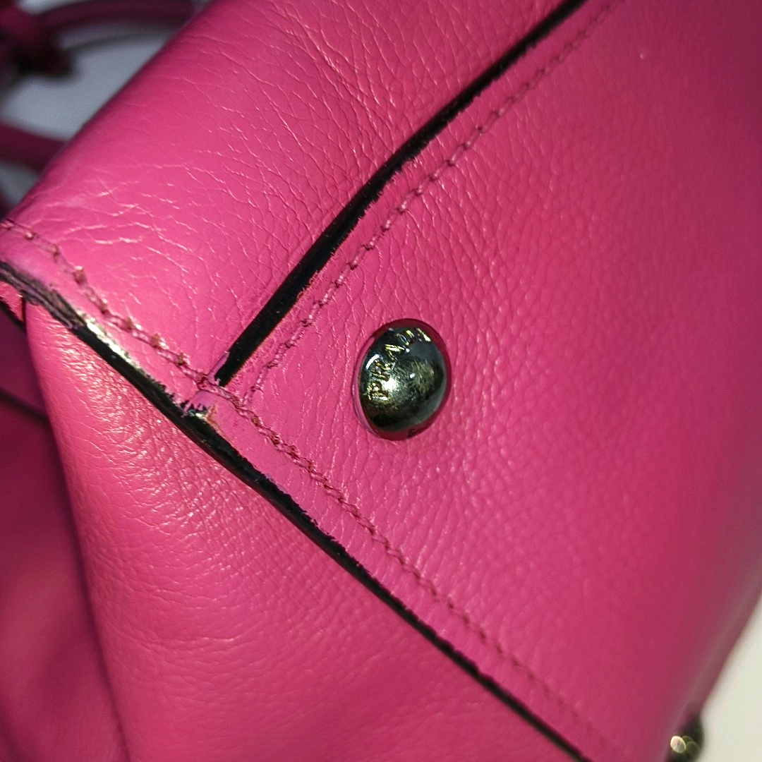 PRADA Glace Calf Blush Pink Leather Monogram Handbag Crossbody Single Shoulder Bag Silver Hardware-(SKU)-939994075