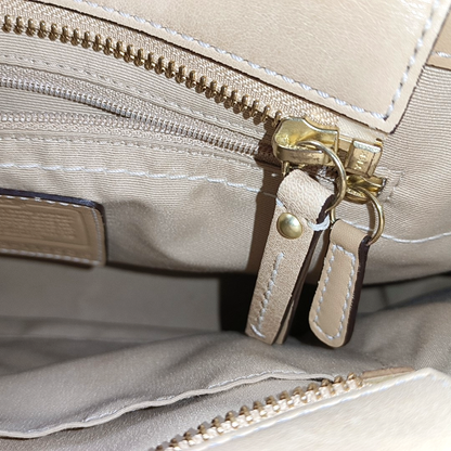 COACH Tote bag Khaki Leather Single Shoulder Bag and Handbag Golden hardware-(SKU)-933061501