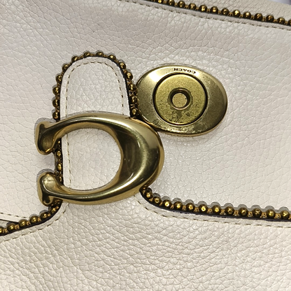 COACH TABBY White Leather Single Shoulder Bag Golden hardware Removable shoulder strap-(SKU)-939762938