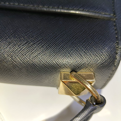 MICHAEL KORS Black Leather Embossed Studs Single Shoulder Bag Crossbody Bag Handbag Golden hardware Removable shoulder strap-(SKU)-933988480