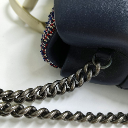 CHANEL PORTOBELLO Blue Calfskin Quilted Matelassé Shoulder Bag Crossbody Bag Handbag Rutenium Hardware 22 Clasp-(SKU)-958286214