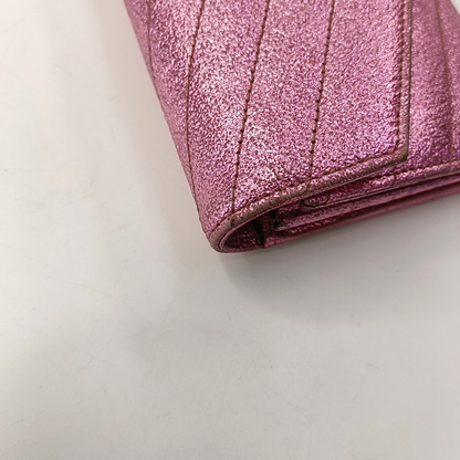YSL MONOGRAM 粉色牛皮绗缝V纹钱包 Golden hardware Complete Accessories-(SKU)-957647456