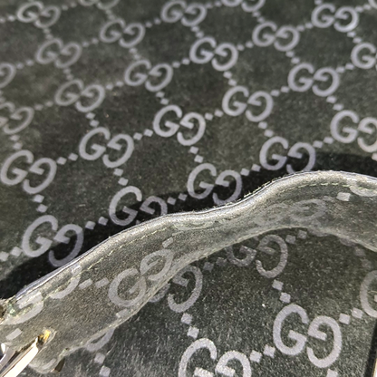 GUCCI Black Suede Single Shoulder Bag Silver Hardware Sub-bag-(SKU)-14221484