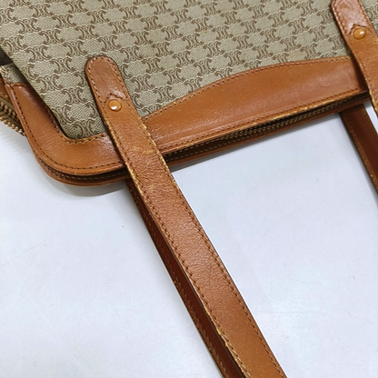 CELINE Tote bag Khaki Coated Canvas Triumph Grained Shoulder Bag Handbag Brown Hardware-(SKU)-947832104