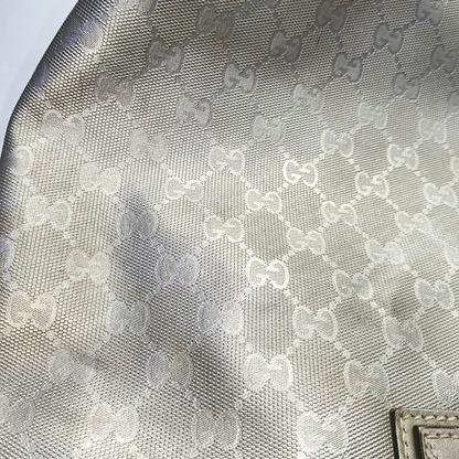 GUCCI GG Imprime Silver Coated Canvas Monogram Shoulder Bag Handbag Silver Hardware-(SKU)-957584035
