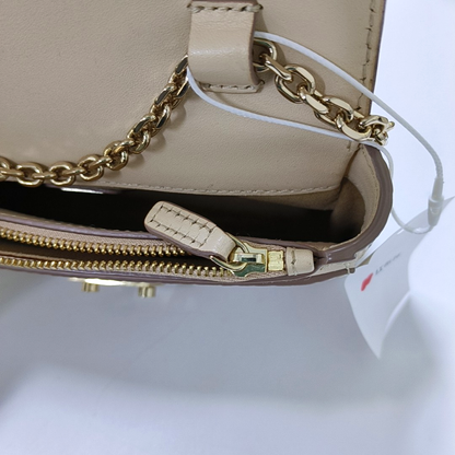 MCM MILLIE  Khaki coated canvas monogram laurel buckle shoulder bag/crossbody bag Golden hardware Removable shoulder strap-(SKU)-942977420