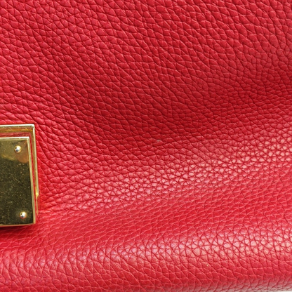 CELINE TRAPEZE Small size Red Leather Swing Bag Single Shoulder Bag Handbag Crossbody Golden hardware Removable shoulder strap-(SKU)-947188995