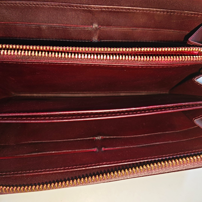 LOUIS VUITTON Burgundy Patent Leather Embossed Wallet Golden hardware-(SKU)-951021477