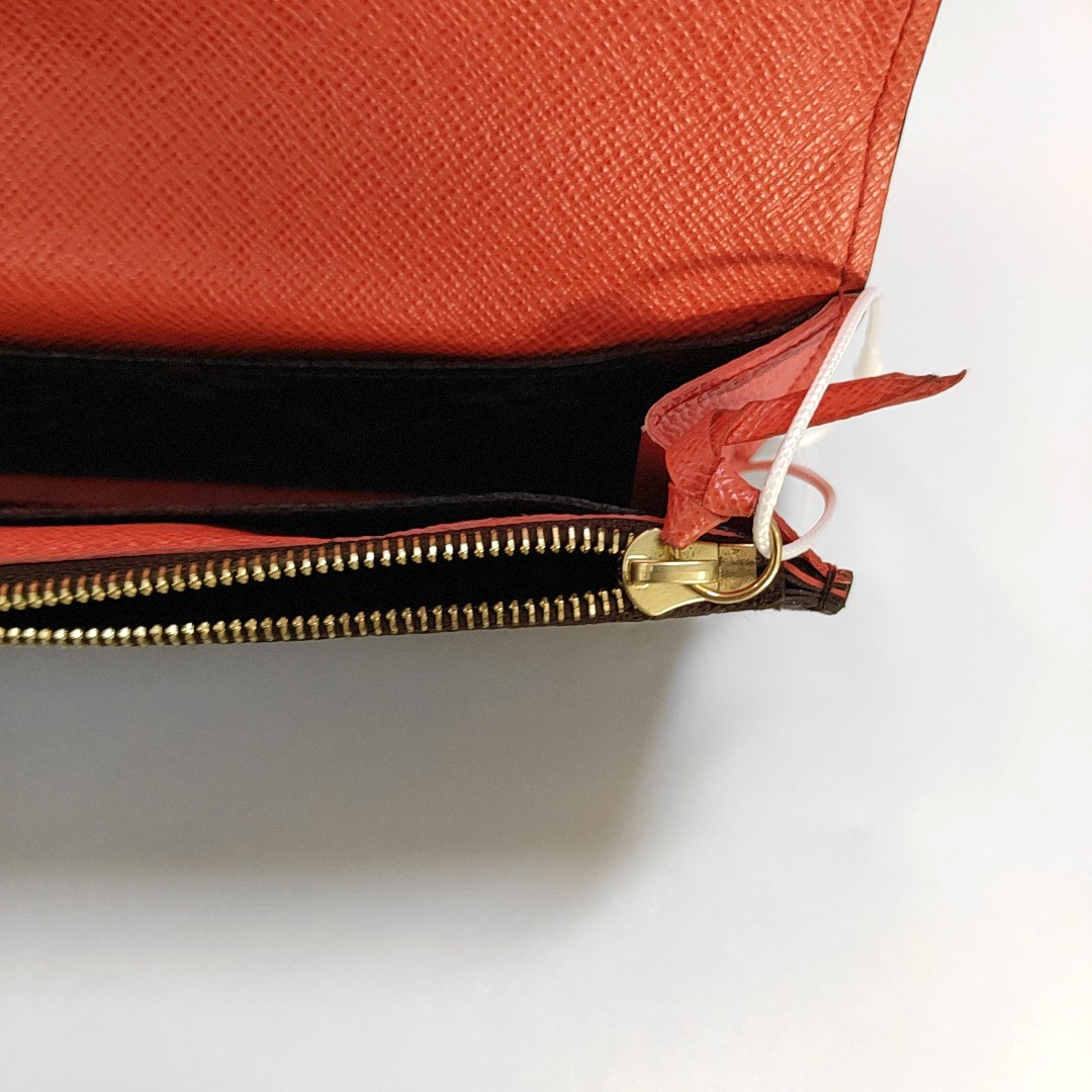 LOUIS VUITTON EMILIE Brown coated canvas vintage wallet Golden hardware-(SKU)-959074836