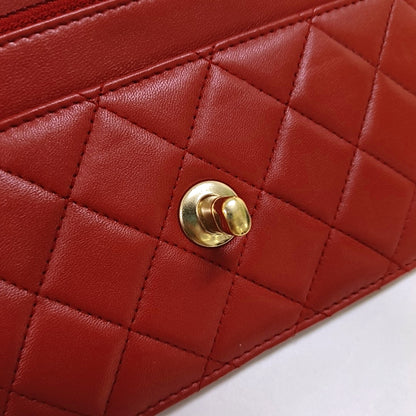 CHANEL WOC Red Lamb Skin Quilted Shoulder Bag Crossbody Bag Golden Hardware 22 Clasp-(SKU)-969580158